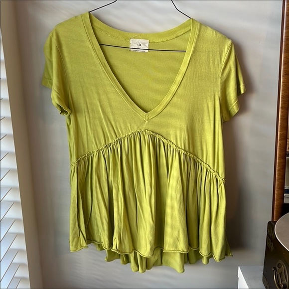 Anthropologie T. La Draped V Neck Peplum T Shirt - Picture 4 of 6
